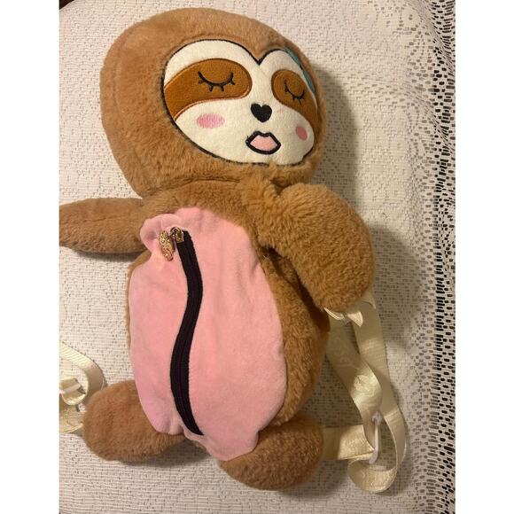 Luv Betsey 20' inch Plush Sloth Back Pack, Purse, Pillow, Tan pink - Picture 5 of 6